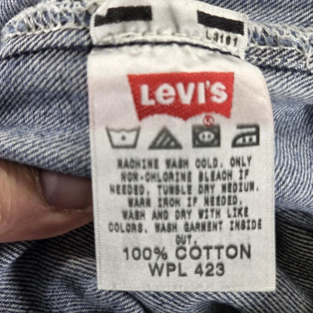 Levis‎ 501 Jeans Mens Blue Straight Button Fly Distressed Denim Fits 38x30